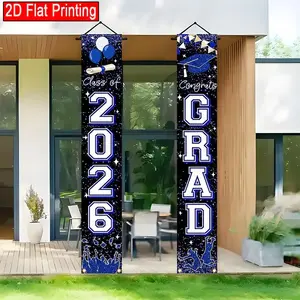 Blue Graduation Banner Set, 2-Piece Hanging Porch Sign for University & High School Graduations, Perfect Party Decoration for 2026