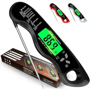 IP67 Waterproof Digital Meat Thermometer with Backlight, Calibration & Hold Function，Food Thermometer for Cooking,Outdoor Grilling,Candy Making