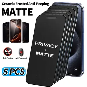 5 pcs Matte Privacy Ceramic Screen Protector For iPhone 17 Pro Max 17e 16e 16 Pro 15 14 Plus 13 12 11 Pro Max Plus Anti-spy Film for iPhone X XS XS MAX XR Soft Film (Not Tempered Glass)