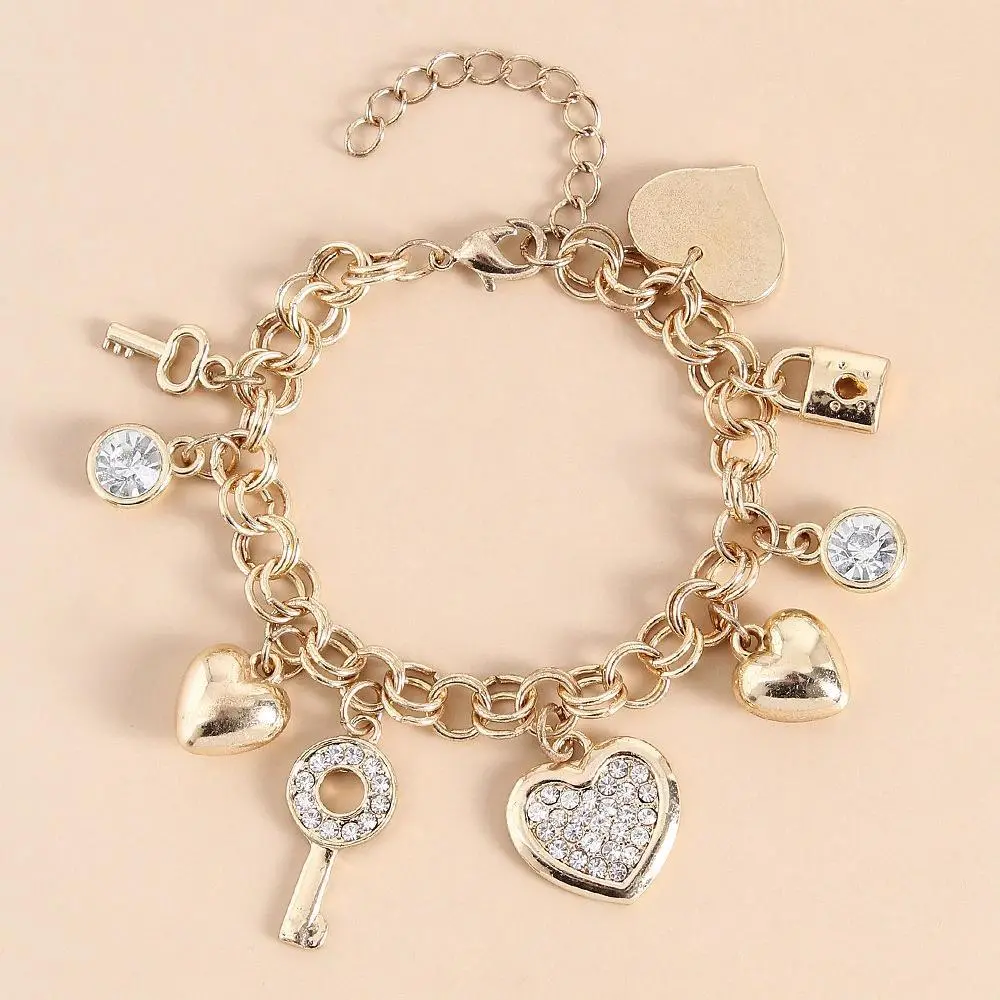 Gold Plated Love Locked Bracelets for Women Gift,Bracelets & Bangles Jewelry,Bracelet Charms