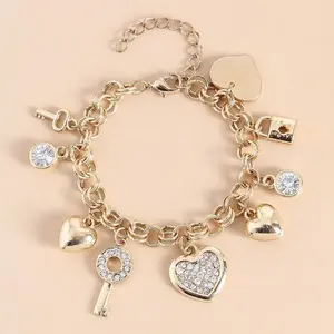 Gold Plated Love Locked Bracelets for Women Gift,Bracelets & Bangles Jewelry,Bracelet Charms