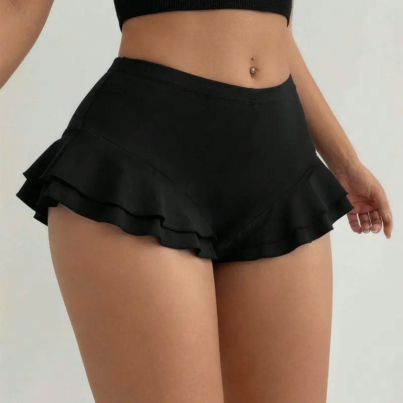 High-Waisted Sweet & Spicy Layered Ruffle Skirt Pants, Perfect for Swimsuit Bottoms, Yoga Pants, Daily Chic, Casual Sporty Skirt, Workout Skirts, Sport Skirt, Active Skirts, Athletic Skirt, Sports Skirts