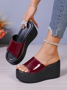 Women's Wedge Heel Thick Sole Sandals, Open Toe High Heel Mules, Summer Daily Wear, Comfortable and Stylish Footwear, Versatile Sandals, Trendy Sandals, Boho Style Wedge