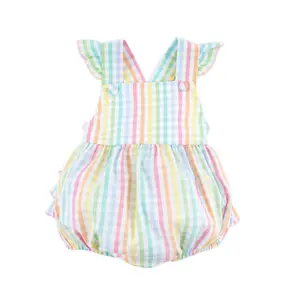 Colorful Multi Plaid Leah Bubble - Pastel Ruffle Outfit for Baby & Toddler Girls
