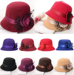 Bucket Hat with Rose Flower Bow