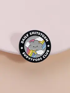Rainbow Cloud Badge DAILY SHITSTORM SURVIVORS CLUB, Dark Humor Lightning Rainbow Design, Stress Relief Gift for Office Workers