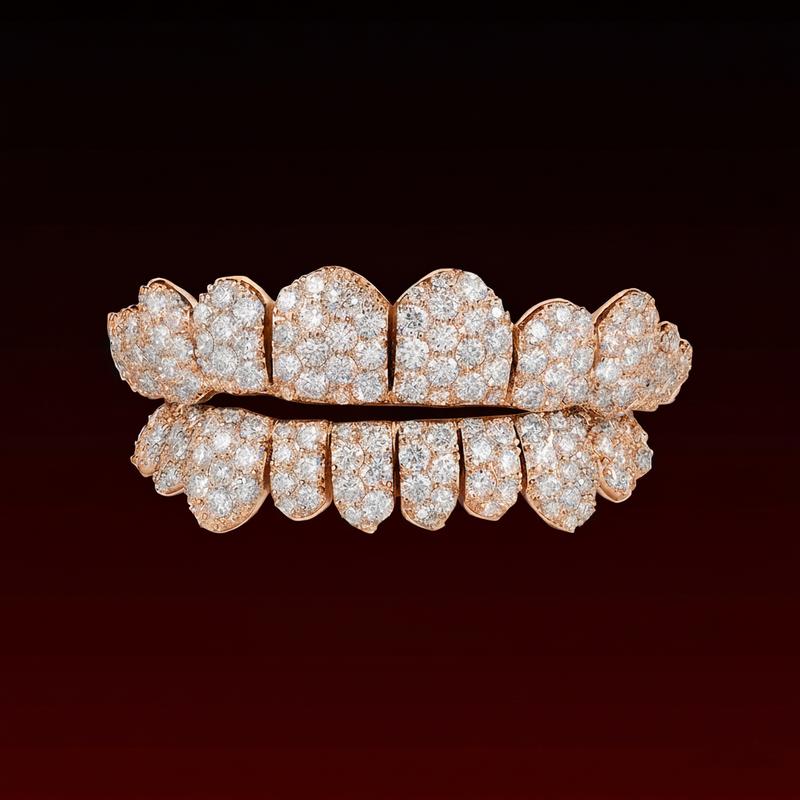 GBT Jumbo Set Round Cut Moissanite Diamond Grillz - Luxurious and Eye-Catching Design