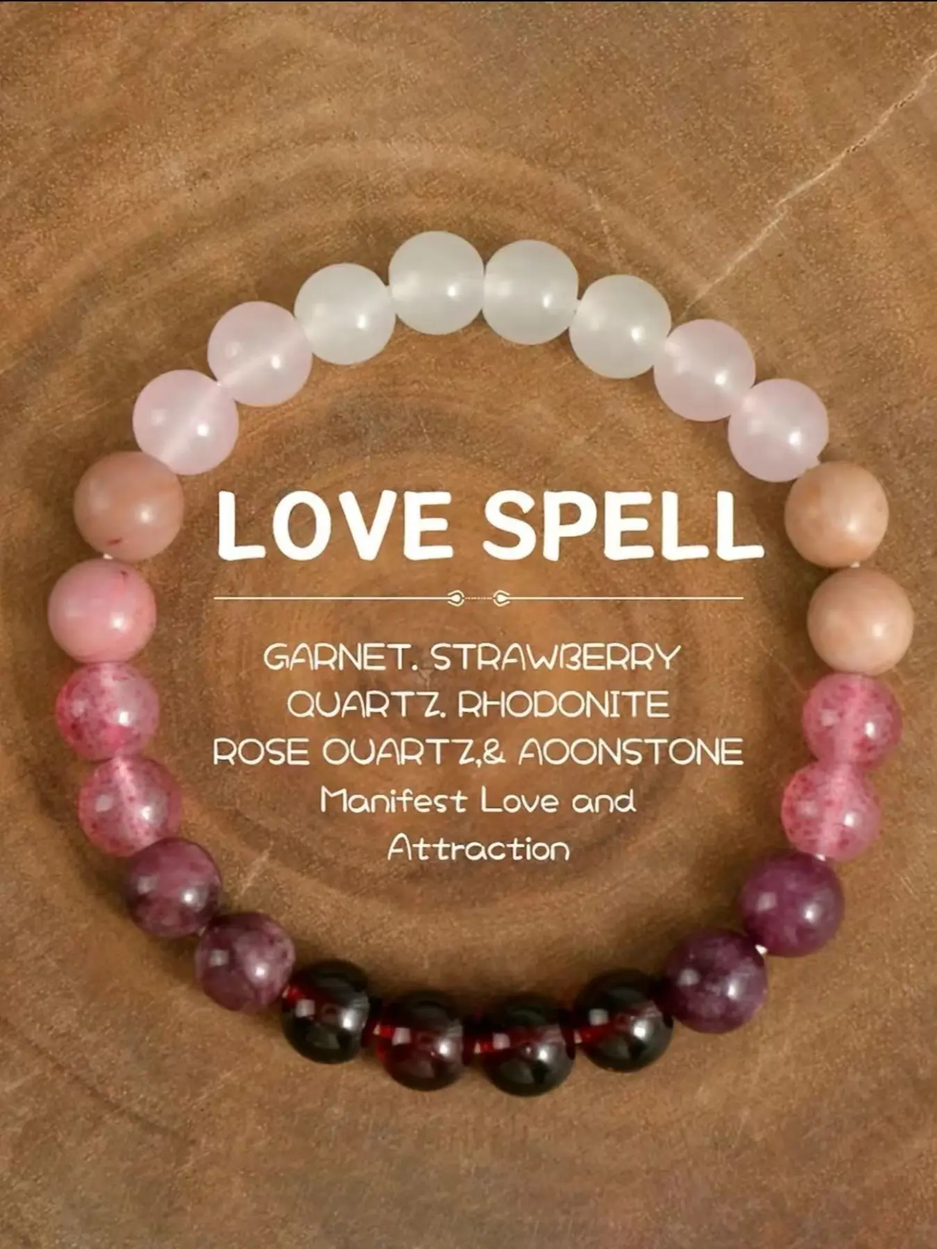 Natural Stone Beaded Bracelet, Fashionable Love Spell Bracelet for Women & Girls, Trendy All-Match Exquisite Jewelry, Perfect Birthday Gift, Trendy Jewellery Accessories, Aesthetic Jewelry