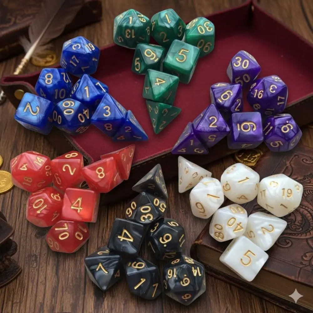 Multi-Sided Acrylic Dice Set for TRPG & RPG Gaming, Durable Shatterproof Tabletop Polyhedral Dice, Perfect for Party, Dorm Entertainment and Role-Playing Game Accessories.