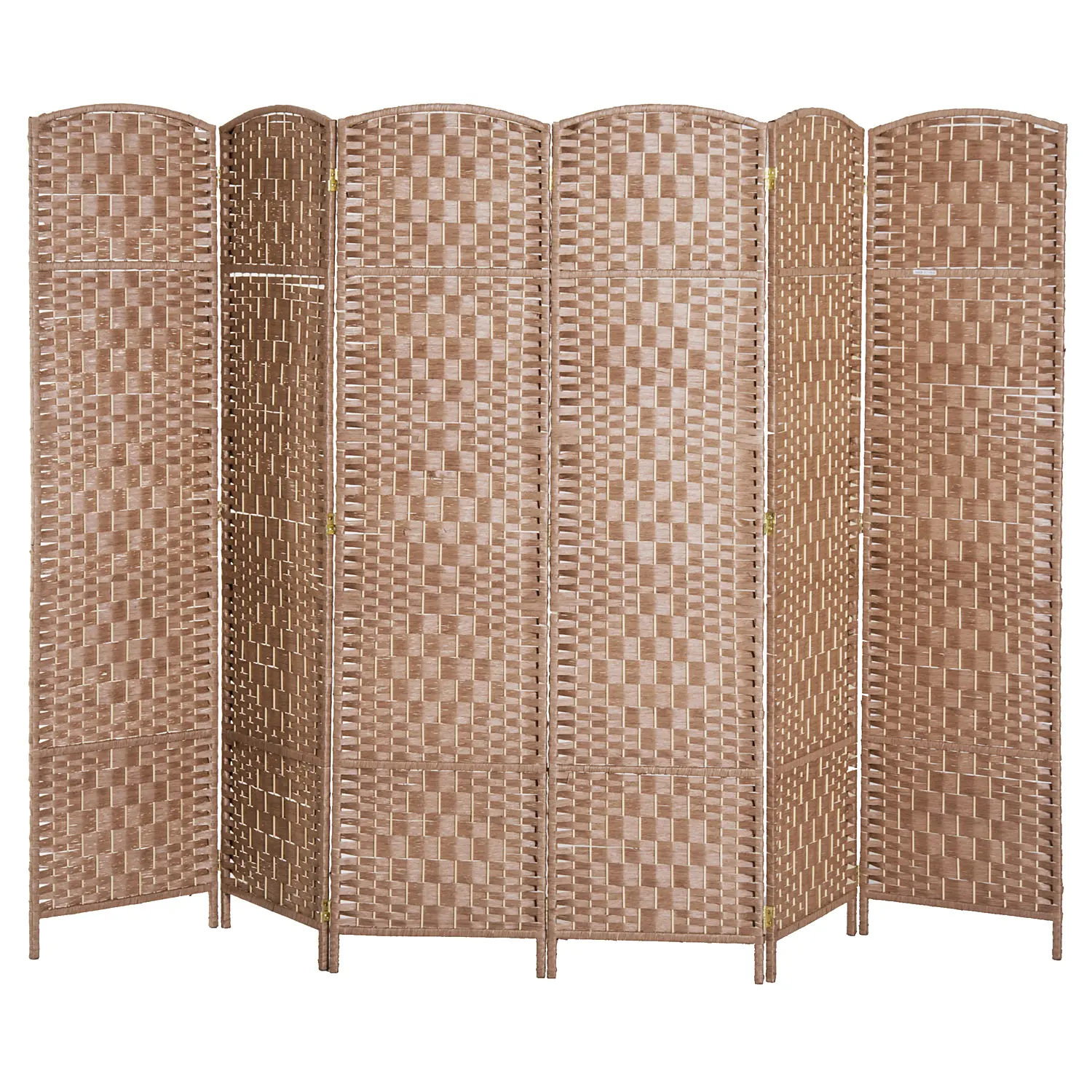 6-Panel 6FT Tall Freestanding Room Divider, Hand-Woven Paper Rope Diamond Weave Privacy Screen with 360° Hinges for Indoor Room Separation, Natural