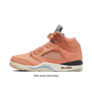 Soft Peach Orange Leather Upper Hollow Mesh Side Panel Speckled Light Blue Flame Shock Absorbing Sport Footwear