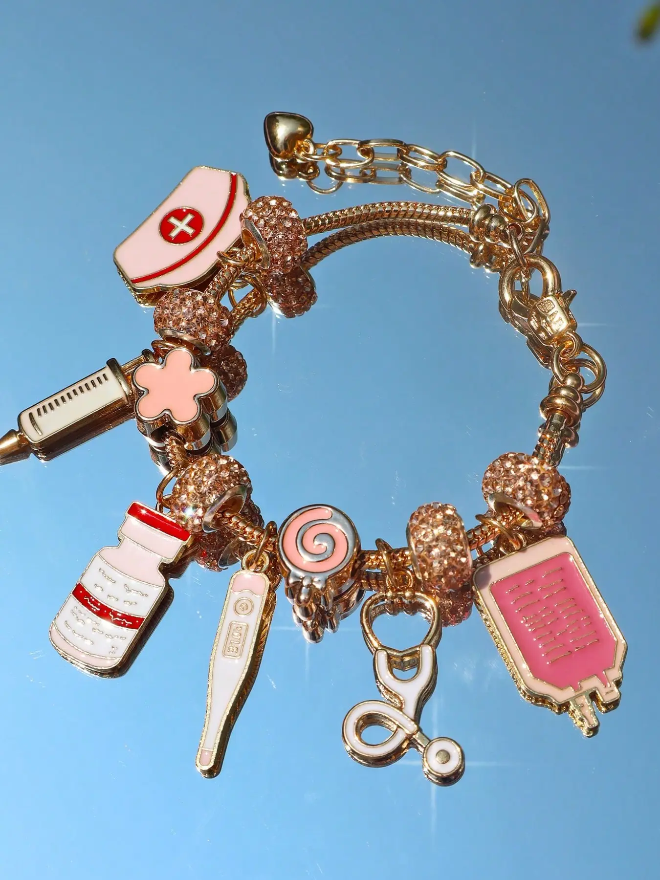 Nurse Hat DIY Charm Bracelet, Medicine Bottle Pendant Charm Bracelet, Nurse Stethoscope DIY Bracelet, Cosplay Bracelet, Adjustable Charm Bracelet, Jewelry Bracelet