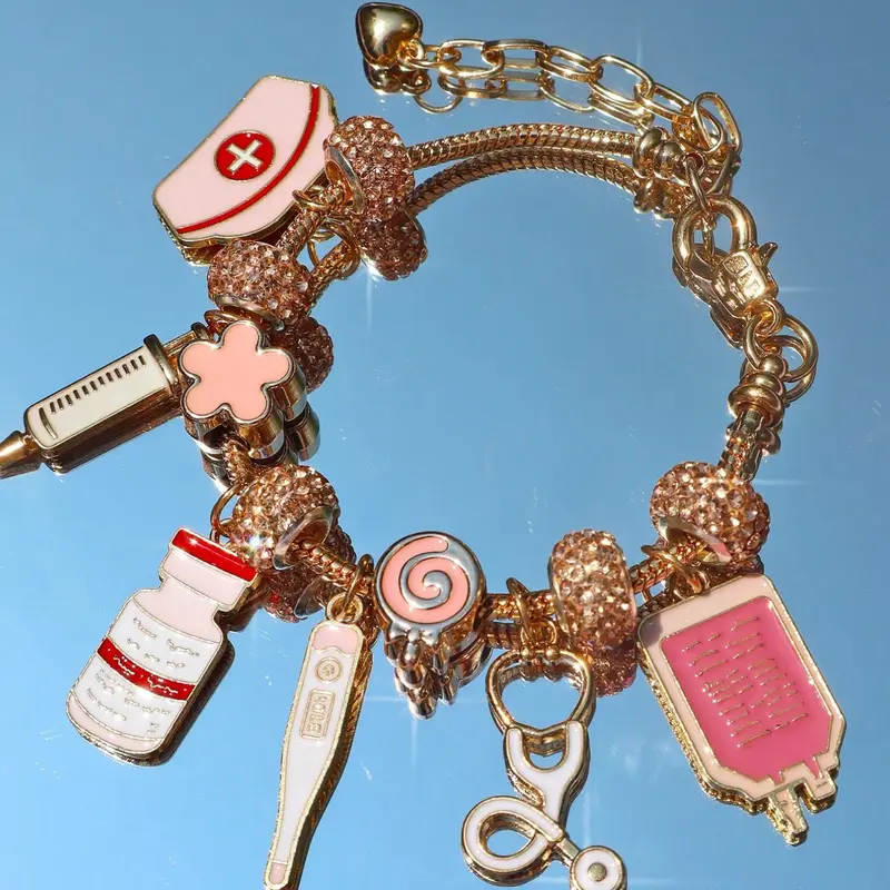 Nurse Hat DIY Charm Bracelet, Medicine Bottle Pendant Charm Bracelet, Nurse Stethoscope DIY Bracelet, Cosplay Bracelet, Adjustable Charm Bracelet, Jewelry Bracelet, Bracelet With Charms