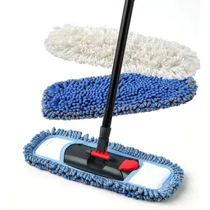 Dust Mop For Floor Cleaning Microfiber Professional Dry & Wet Flat Mops For Tile Floors With An Extra Chenille Refill Mopping Pad For Hardwood,Tile,Marble Floor