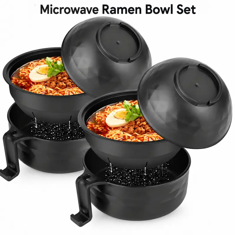 ONESHOW HOME Microwave Ramen Bowl Set (Kitchen Tableware, Cutlery) with Chopsticks, Spoon, Built-in Phone Holder - Modern Tableware Sets for Dorm Room Meal Solution (Mid Year Sale)