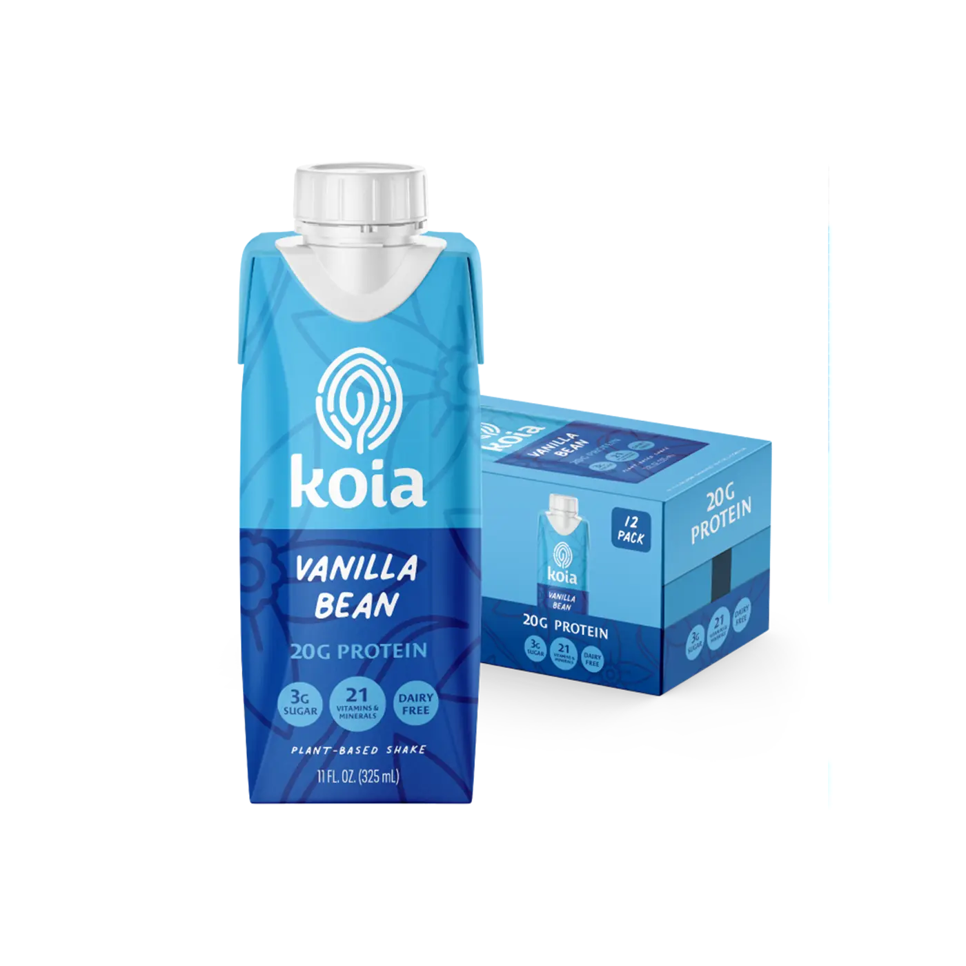 Koia Plant Based Protein Shake, 20g Protein, 3g Sugar, 6g Prebiotic Fiber, 21 Vitamins & Minerals, Meal Replacement Drinks, Dairy-Free, Gluten-Free, Non-GMO, 11 Fl Oz (Pack of 12)