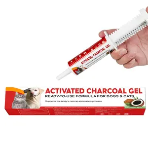 60ml Extra-Large Activated Charcoal Oral Gel for Dogs & Cats – Stool Firming Support, Gut & Digestive Comfort, First Aid Probiotic Kit for Camping, Hiking & Beach, Coconut Flavor