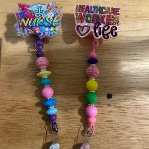 Beaded Badge Reels - Nurse & Healthcare Worker Life Designs with Colorful Beads and Clips