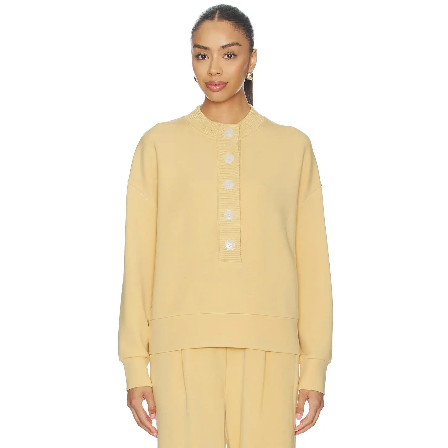 Varley Reena Button Front Sweater in Sahara Sun