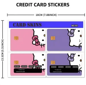 Viral TikTok Sanrio 4‑Piece Set of Hello Kitty Bank Card Stickers Kawaii Waterproof Decorative Decals for Credit & Debit Cards