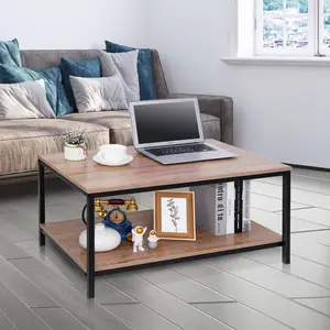 Segawe Rectangle Wood Coffee Table Metal Frame MDF Home Tea Table Desk Rustic Burlywood Segawe Rectangle Wood Coffee Table Metal Frame MDF Home Tea Table Desk Rustic Burlywood