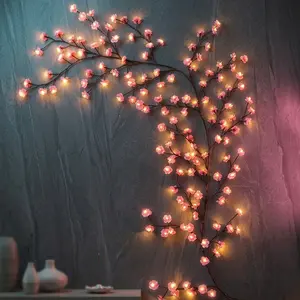 96-Light Cherry Blossom LED Chandelier USB-Powered DIY Holiday Vine Light For Living Room & Bedroom Wall Decor IP44 Waterproof Indoor & Outdoor LED Vine Lights Perfect for Autumn & Winter Decor indoor room decor Valentine's Day Romantic Fairy Lights