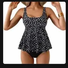 Eomenie 2 pieces Tankini Swimsuits for Women Tummy Control Bathing Suit Tie Back Swim Suit with Bottom Swimdress Swimwear