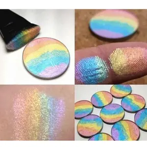 Rainbow highlights baking powder with colorful eye shadow and blush Makeup Eyeshadow