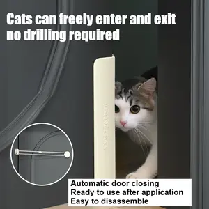Automatic Pet Door Set with Elastic Rope and Panel, No-Drill Installation, Easy to Install and Remove, Suitable for Dogs and Cats