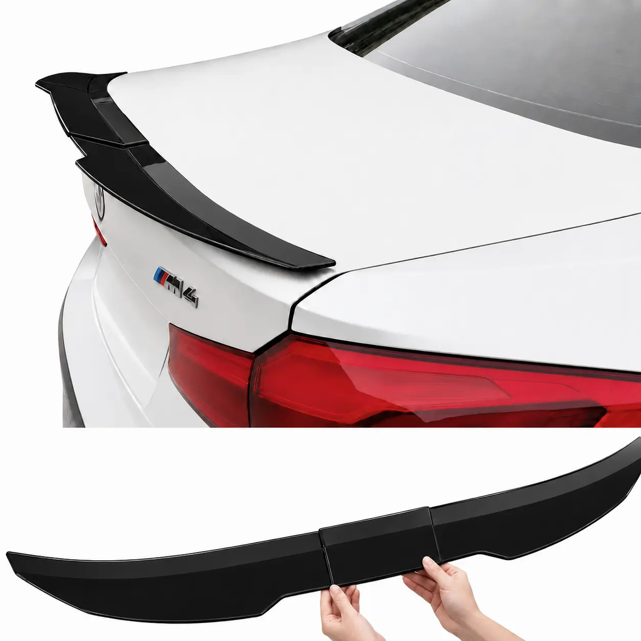 Universal Black Car Rear Trunk Spoiler - 3-Section Adjustable Auto Body Frame Decoration Tail Wing for Rear Window Top Roof
