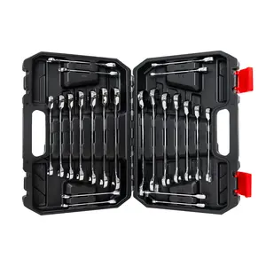 22-Piece Ratcheting Combination Wrench Set, 72-Tooth Ratchet Wrenches with Organizer Box, Metric 6-18mm & SAE 1/4-3/4", Professional Socket Mechanic Hand Tools Set for Automotive Repair and Maintenance