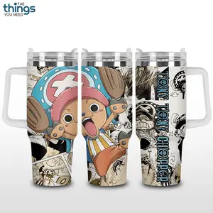 Tony Tony Chopper Inspired Anime Tumbler 40oz & 20oz, Insulated Stainless Steel Travel Mug with Handle & Lid, Double Wall Vacuum Cup, Cute Aesthetic Gift for Anime Fans, Water Bottle, Daily Use