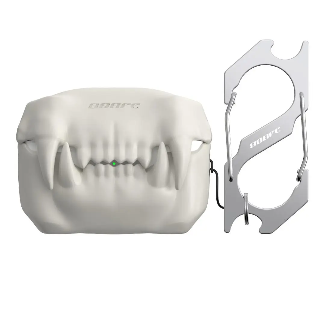 Creative Tiger's Teeth Shaped Earphone Protective Case, Earbud Fit Protector Cover for Airpods Pro & Airpods Pro 2, Audio Headphone Pouch for Lightwei