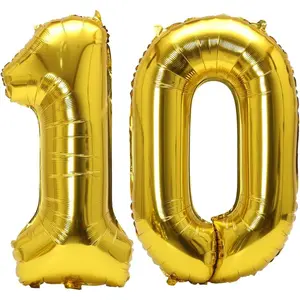 Number 10 Balloon Foil Mylar Balloons for Birthday Party Decoration (, 32 Inch)