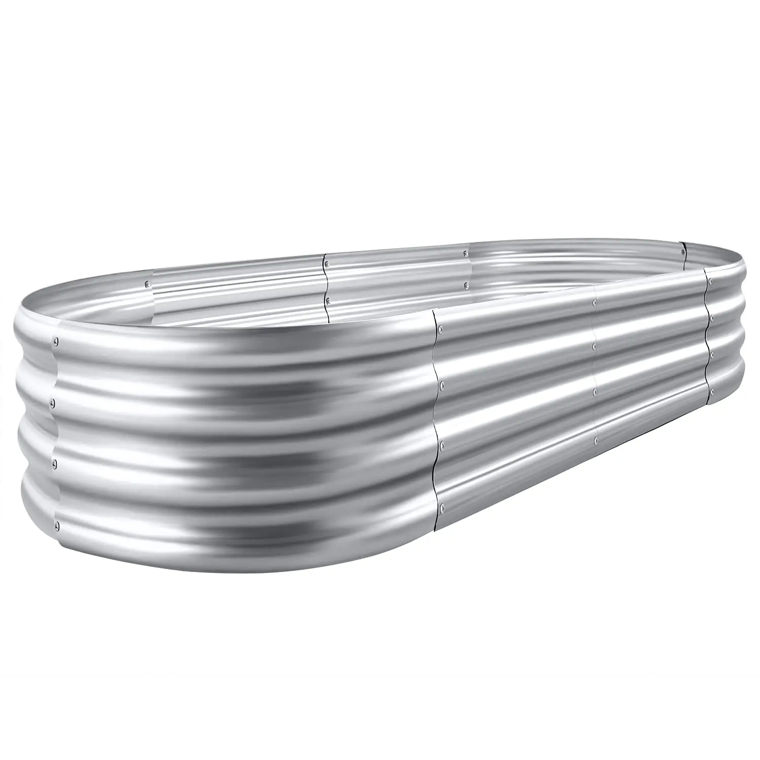 Land Guard Galvanized Raised Garden Bed Kit, Galvanized Planter Garden Boxes Outdoor, Oval Large Metal for Vegetables