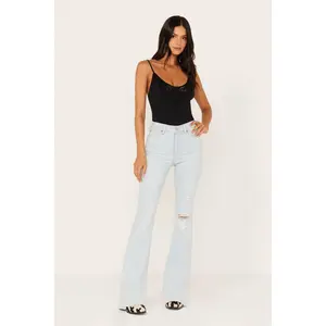 Light Wash West Avenue High Risin Distressed Flare Jeans
