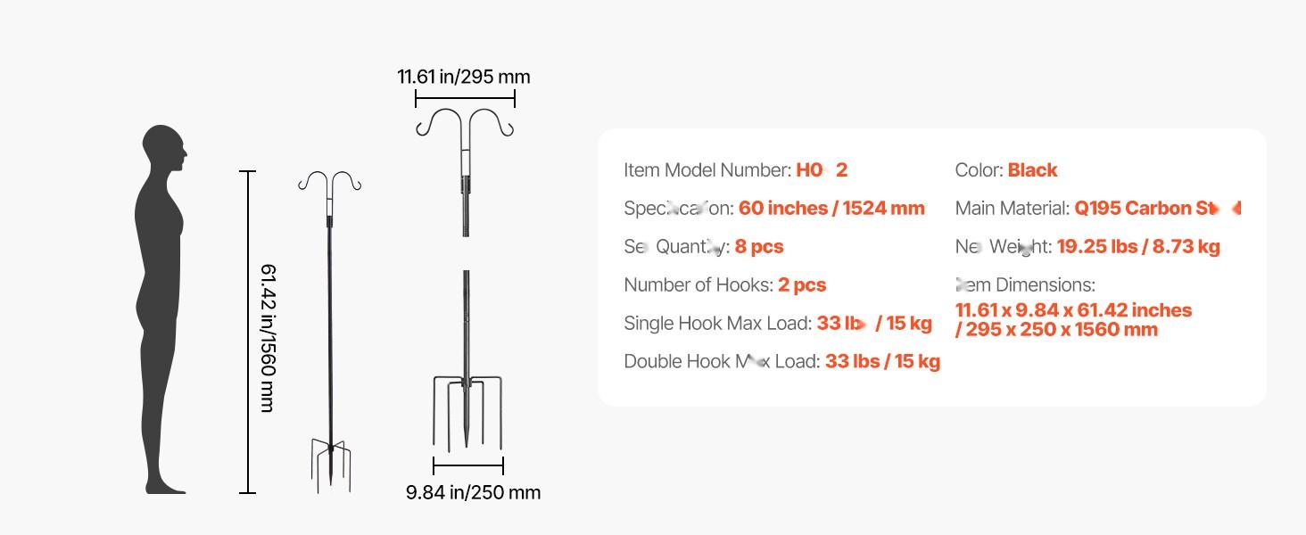 Double Shepherds Hook 8 Pack 60 Inch Heavy Duty Bird Feeder Pole For Outdoor Garden Yard And Patio - Weather Resistant Rustproof Steel Stands, Easy Assembly, Durable Bird Feeding Poles Set Of 8 Double Shepherds Hook 8 Pack 60 Inch Heavy Duty Bird Feeder Pole For Outdoor Garden Yard And Patio - Weather Resistant Rustproof Steel Stands, Easy Assembly, Durable Bird Feeding Poles Set Of 8