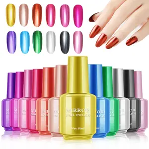 12 Colors Metallic Nail Polish Chrome,Long-lasting Mirror Nail Polish,Gorgeous Glossy Chrome Nail Polish for Nail Art Decoration,Create Brilliant Manicure Effect springtok