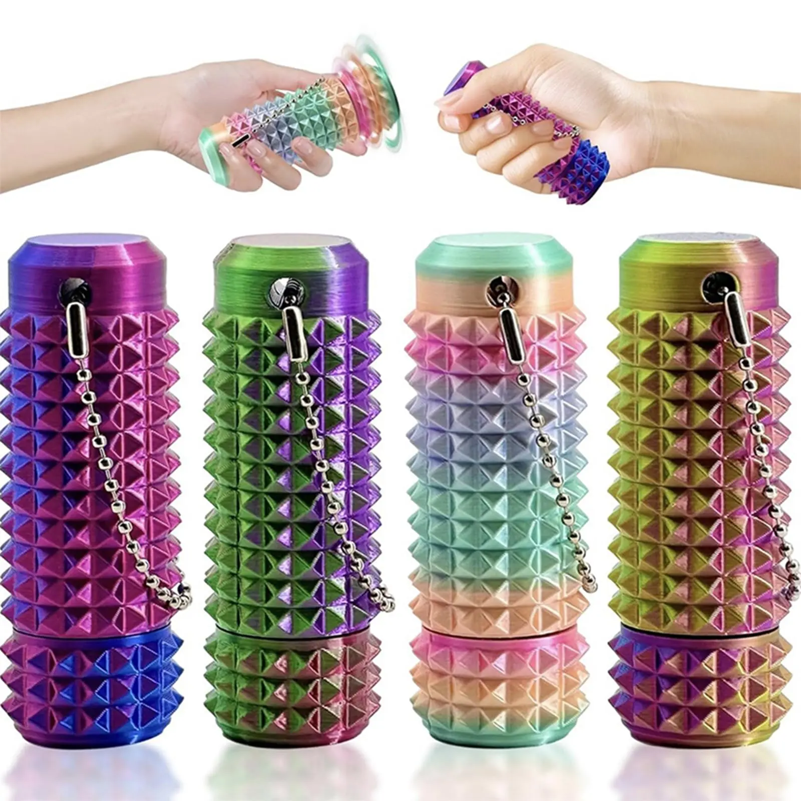 Little Ouchies Jouet anti-douleur 6 en 1 pour adultes, avec clic, rotateur, rangement, rouleau, labyrinthe, poignée à picots, articles de soulagement du stress et de l'anxiété, porte-clés portable