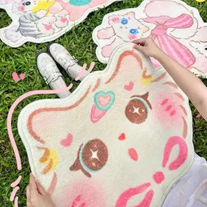 Cute Cartoon Cat Pattern Rug, 1 Count Creative Kitten Shaped Soft Fluffy Rug, Comfortable Soft Floor Mat for Dormitory Bathroom Hotel  Home Decoration