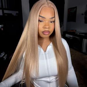 Toned Ash Blonde Straight Human Hair Wig 13X4 Lace Front Transparent Lace Wigs  Milk Tea Dark Ash Blonde Highlights Straight Lace Frontal Wig Human Hair Pre Plucked 180% Density