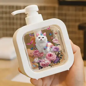 Charming Pump Dispenser Bottle with Floral Unicorn Design - Refillable Soap/Liquid Container for Kitchen & Bathroom - Colorful Accents of Rainbows & Flowers Perfect for Home Decor