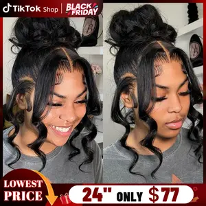 34 Inch Body Wave 360 Full HD Lace Frontal Wigs Human Hair Preplucked Brazilian 180 Density Lace Front Human Hair Wig Can Make Bun And High Ponytail Natural Color TikTokShopBlackFriday