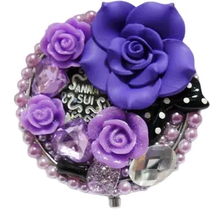 Decorated Compact Mirror in Purple Roses