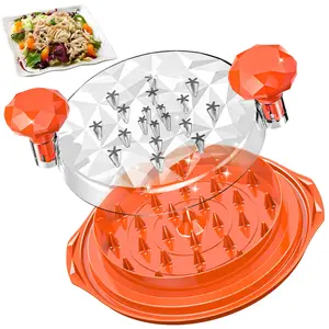 NATURE-MART Chicken Shredder Meat Shredder with Brush, Eco-Friendly, Anti-Slip Strip, BPA Free, Ergonomic Handle, Suitable for Chicken and Beef (Orange)