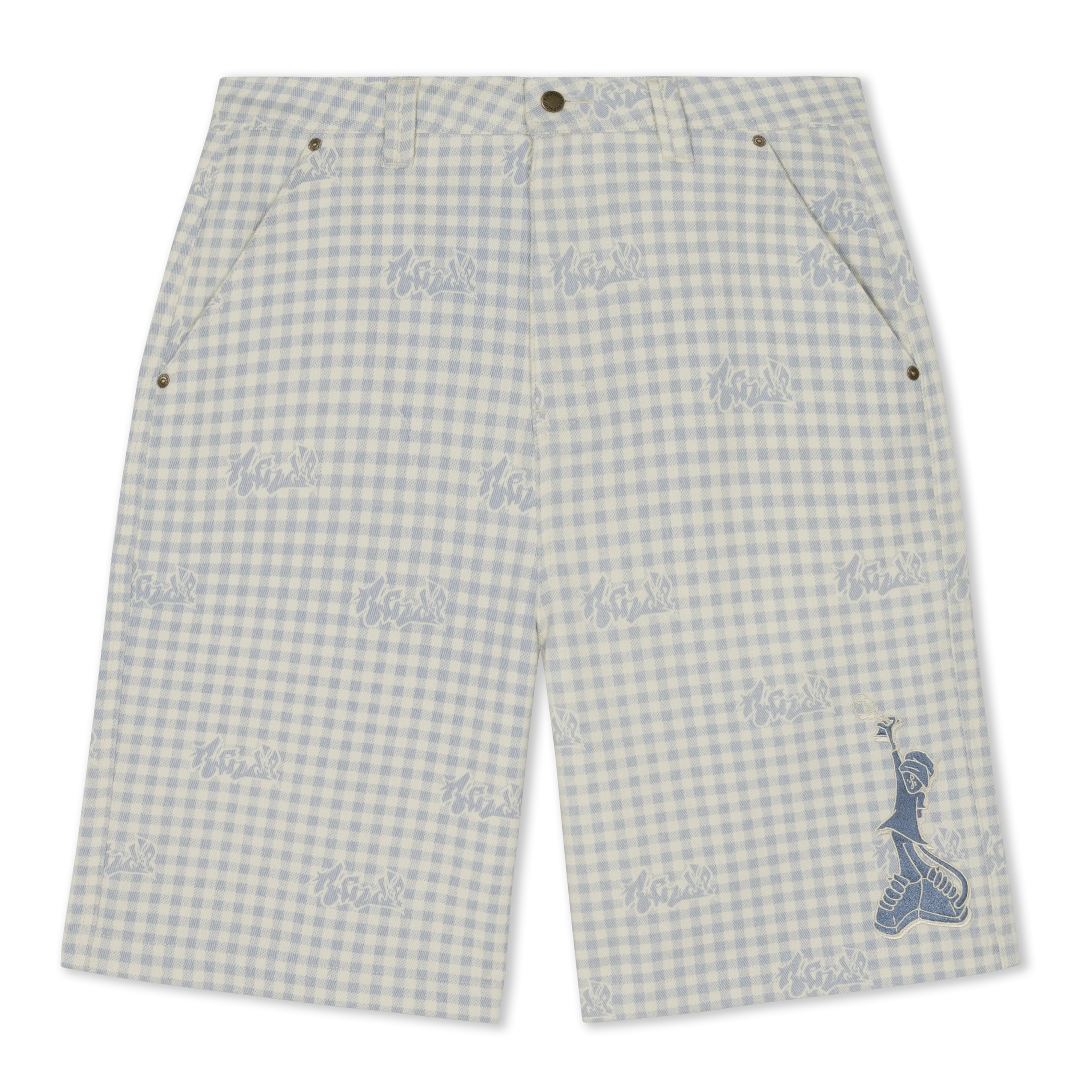 Hard In Da Paint Wide Fit Shorts (Light Blue Checker)