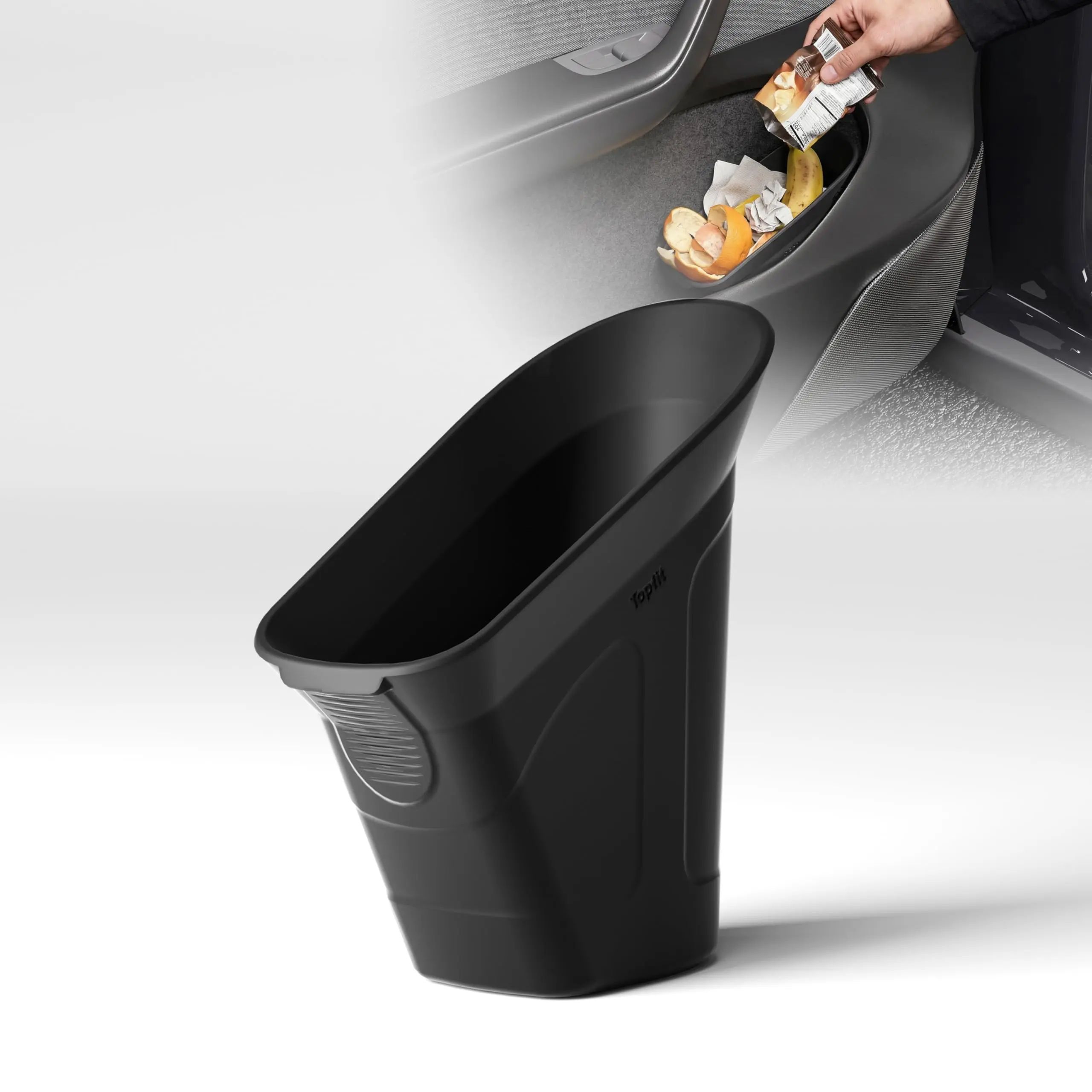 Topfit Car Trash Can Trash Bin, Mini Garbage Can Car Door TrashCan, Car Accessories for Interior Multifunctional Organizers and Storage, Home and Office Waste Bin Black