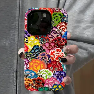 Colorful Flower Pattern Phone Case , Shockproof Rugged Cover Dual Layer Soft TPU Bumper Hard Shell for iPhone 11 12 13 14 15 16 Pro Max Plus Aesthetic