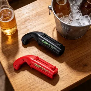 Bottle Opener with Cap Launcher,Funny Shooting Gun Creative Opener for Family Gatherings Party Games Bar Outdoor BBQ,Cool Gifts for Birthday Christmas Father's Day