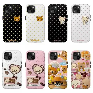 Cute Bear Polka Dots Kawaii Rilakkuma K-Korilakkuma Exclusive Artistic Fashion Phone Cases For iPhone 17 16 15 14 13 12 11 Promax